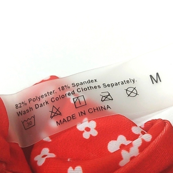 RED WHITE FLORAL HI-CUT HIPSTER BIKINI BOTTOMS SIZE MEDIUM NWOT - Picture 4 of 6